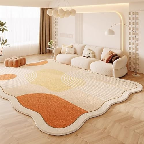 RBQIZVW Schlafzimmer Teppich Orange 120x160 cm,Künstlicher Kaschmir Flauschiger Nachttisch Plüsch rutschfeste Wohndekoration Passend Bunter Großer Teppich Für Bad, Küche, Wohndekoration