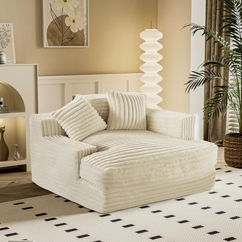 Sofá cama y chaise lounge - Diseño tapizado ultra suave con reposabrazos y 2 almohadas lumbares - Compacto 122 x 122 x 72 cm para sala de estar y dormitorio