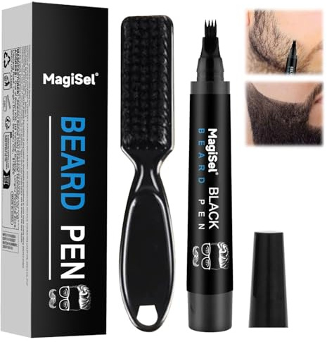 Kit De Bolígrafo De Relleno Para Barba, Bolígrafo De Estilismo Para Peluquero, Paras Hombres Con Cepillo, Impermeable Y Duradero, Kit Bolígrafos Relleno Barba Bigotes Y Cejas （negro）