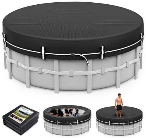LXKCKJ Poolabdeckung Runde für 320-366 cm Pools | Solar Poolplane Inkl Bodennägel Zubehör | Sommer & Winter Pool Abdeckplane Ideal für wasserdicht und staubdicht |Ø 410CM Pool Abdeckplane