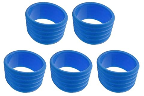 KESOTO 5 Piezas Anillo Empuñadura Raqueta de Tenis Banda Silicona Antideslizante Absorbente Elástica para Racket Squash Bádminton Pesca Gimnasio, Azul, 25mm