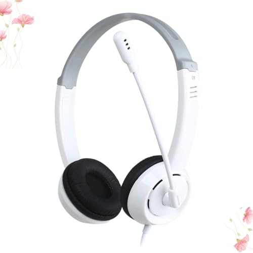 BESPORTBLE White Wired Gaming Headphones with Mic, Stereo Headset Featuring Noise Cancelling and Skin-friendly Leather Earpads, Adjustable for PC Gaming and Desktop Use