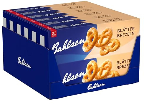Bahlsen Blätterbrezeln - karamellisiertes Blätterteiggebäck, 12x125g | 12er Pack im Stapelkarton – Blätterteig mit karamellisiertem Zucker in Brezelform, Kaffeegebäck für Büro & Handel