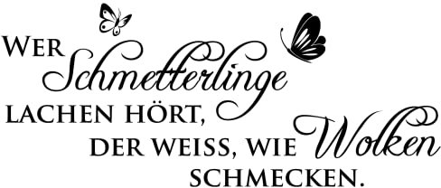 GRAZDesign Wandtattoo Wer Schmetterlinge lachen hört Sprüche Wohnzimmer Schlafzimmer - 96x40cm / 010 weiss