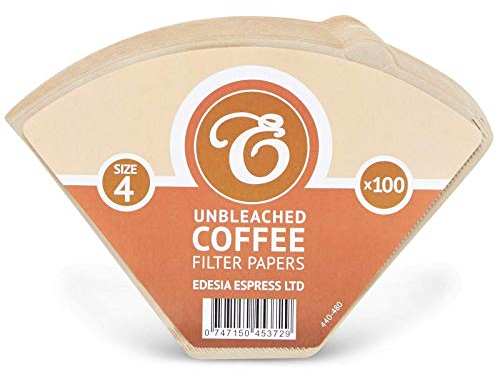EDESIA ESPRESS – 100 Cone Coffee Filters in Paper – Coffee Filter No.4 for Manual Coffee Maker, Pour-Over and Gentle Brewing – Size 4 Brown