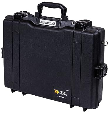 PELI 1495 Stoßfester Laptop Koffer, IP67 Wasser- und Staubdicht, 15L Volumen, Mit Schaumstoffeinlage (Anpassbar), Farbe: Schwarz