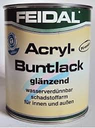Feidal Acryllack / Buntlack, Malerqualität v. Fachmann / wasserverdünnbar, für Innen und Außen, Reinweiss / Weiss RAL 9010, glänzend / 250 ml / für Holz, Stahl, Alu, Zink, Hart-PVC (Kunststoff), Raufaser, Strukturtapete, Beton und Mauerwerk