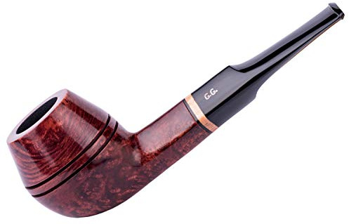 Tobacco Pipe, Classic Bulldog Shape, Handcrafted From Italian Briar Root, Ebonite Mouthpiece, Metal Cooling Filter (Mahogany)