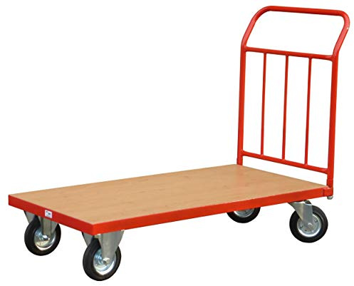 Heavy Duty Platform Truck 300kg, Steel Flatbed Trolley with Long Deck, Platform Trolley with Brake Wheels