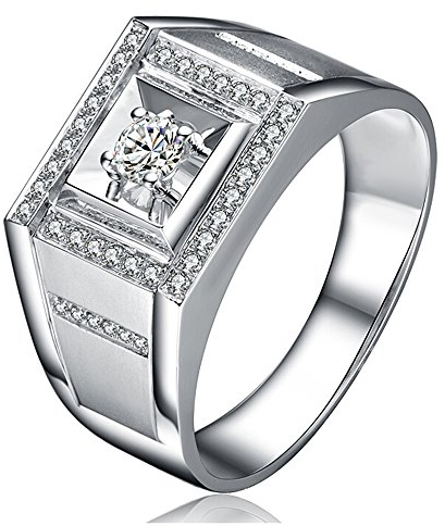 Herren Favorite echt natürlich Diamant Dating 14K (585) Weißgold Hochzeit Verlobungsringe mode Ring