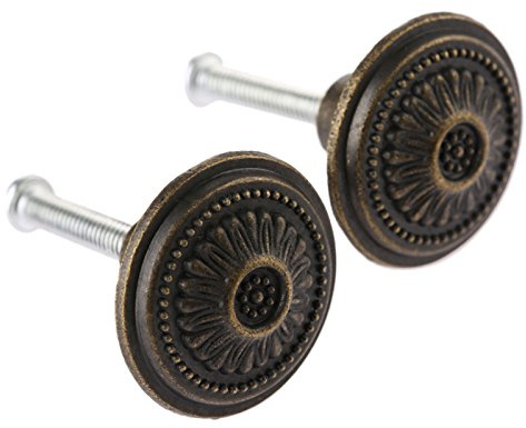 dophee 2Pcs Vintage Farmhouse Style Single Hole Knobs for Cupboard Dresser Door Drawer, Size:(DiaxH) 1.02x0.67