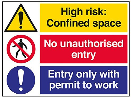 VSafety Signs – 6C025BR-R – Warnschild für Baustellen, fester Kunststoff, begrenzter Platz, keine unbefugte Einfahrt/Arbeitserlaubnis, 600 x 450 mm, 3 Stück