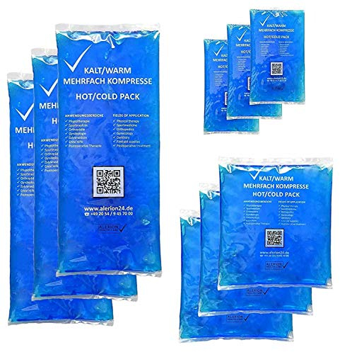 Sparset Kalt-Warm-Kompresse 3 Größen Mehrfach Kompresse Wiederverwendbar Mikrowellen geeignet 3x Klein 3x Mittel 3x Groß