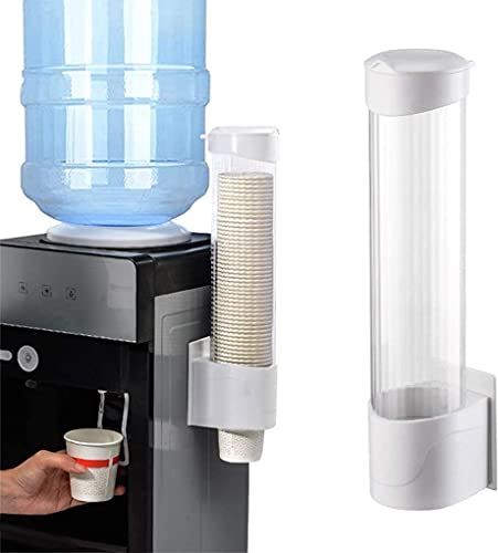 60-80 Cups Paper Dispenser - Wall Mounted Cup Dispensers Paper Plastic Cup Dispenser One Touch Button Cups Holder for Office Home Restaurant(White)
