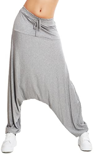 Toocool - Pantaloni Donna Cavallo Basso Harem Turca Sarouel Fitness Sport VB-1950 [Taglia Unica,Grigio Chiaro]