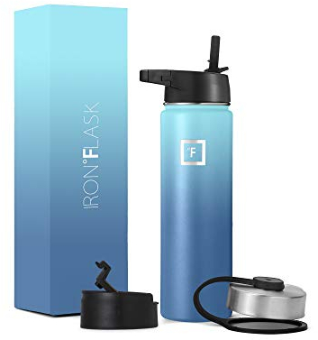 Edelstahl Trinkflasche mit Strohhalm - 650/950/1200/1800 ml - Kohlensäure Geeignet Auslaufsicher Doppelwandig Isoliert Thermosflasche BPA-Freie - Wasserflasche Sport Gym Fitness Reisen Kinder