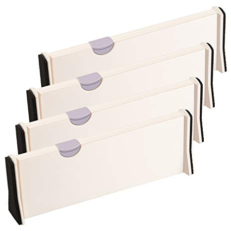ARyee 4pcs Schubladenunterteiler Erweiterbare Schubladenorganisatoren für Büro, Küche, Schublade, Badezimmer, Schlafzimmer und Kommode