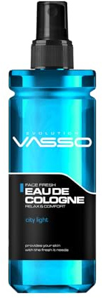 Vasso Aftershave Barber Cologne, Eau De Cologne City Light 370ml | Relaxing Refreshing Spray Lotion | Premium Grooming Product | Long-lasting Fragrance Ocean Scent for Men & Women