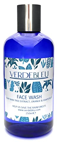 99% Natural GEL JABÓN FACIAL - ALOE VERA, NARANJA Y POMELO - 250ml de VERDEBLEU. Sin Sulfatos, Sin Parabenos. pH 5.5 Equilibrado. Donamos el 5% de Ganancias para Ayudar a Salvar los Bosques Lluviosos.