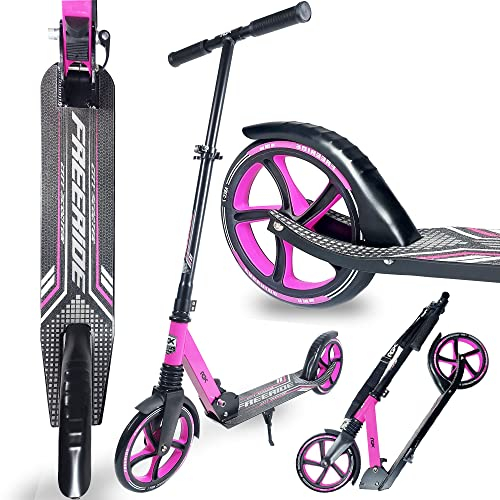 WeLLIFE Monopattini Freeride RGX - Monopattino Ruote Grandi 200mm con Sospensione Anteriore, Monopattino a Spinta per Adulti e Bambini, City Scooter Pieghevole
