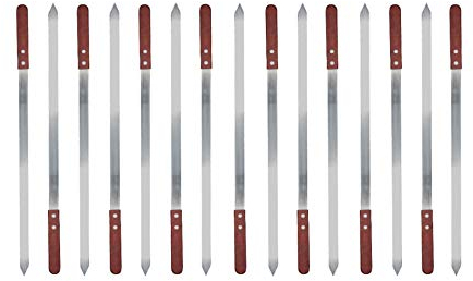 walexo Edelstahl Kebab Adana Grillspieße 600x20x2mm Holzgriff (15 x Grillspieße)