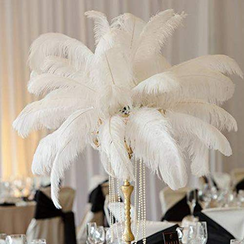 10 Stück Natürliche Straußenfedern, 45-50 cm (18-20 Zoll) Strauß Feder Plume für Hochzeit Mittelstücke Dekoration, weiß