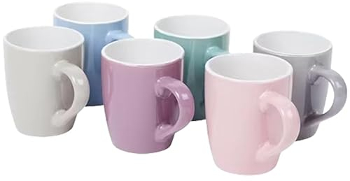 6er Set Kaffeebecher Tassen 200 ml aus Porzellan Kaffee Becher Tasse Uni/Bunt