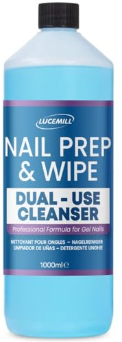 Lucemill Nail Prep & Wipe Gel Nail Polish Cleanser I 1 Litre (1000ml) | Professional Formula for Nails, Acrylics & Nail Tips | Alcohol for Nails & Gel Wipe Off Solution