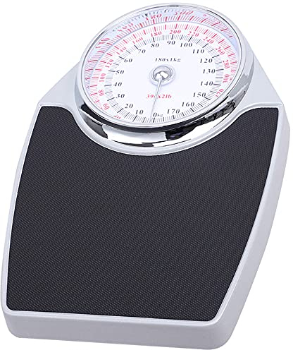 MANY Báscula Mecánica De Esfera Grande, Báscula De Baño Sin Pilas, Báscula Personal Mecánica En Libras Y En Kilos. 180 Kg (396 LB), Diseño Retro, Fácil De Leer