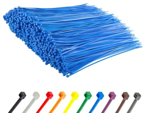 Gocableties Blue Cable Ties, 300mm x 3.6mm, Bulk Pack of 1000, 12” Premium Nylon Zip Ties, Multi-Purpose Plastic Tie Wraps, Secure Self-Locking Mechanism, for Home, Garden, Office and DIY