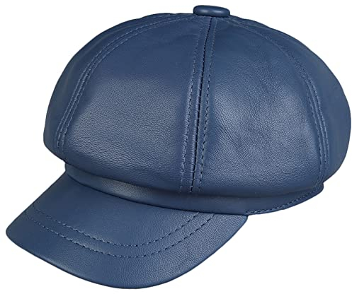 DongBao Ballonmütze Damen Schirmmütze Cabbie Maler Mütze Leder Hut Herren Damen