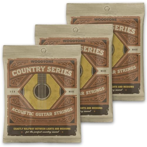 Woodtone Strings (3-pack) - Country Series Acoustic Guitar Strings, 12.5 Gauge, Phosphor Bronze, Low Tension