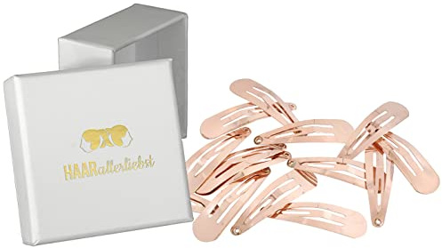 HAARallerliebst® 14 Stück Snap Haarspangen Damen - roségold - 4cm Metall Haarclips Haarklammer Haar Hair Clip Clips Kinder Haarklammern Haarspange mit Aufbewahrungsbox Damen Mädchen Herren