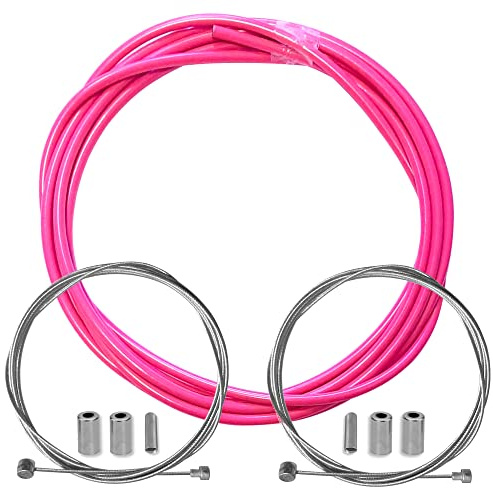 cyclingcolors Bremszughülle Bowdenzug Bremszug Hüllen 5mm mit Bremskabel Bremszug Kabelgehäuse Fahrrad MTB Rennrad City oldtimer, Rosa Fluo