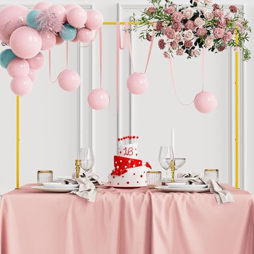 Fomcet Verstellbar Tischbogen mit Klemmen 34CM-48CM Hoch 73CM-250CM Länge Gold über dem Tisch Rod Stand Metall Hochzeit Bogen Geburtstagsfeier Jubiläum Weihnachtsdekoration Zubehör