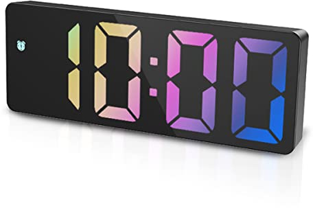 Ultima sveglia digitale, orologio a LED, orologio da tavolo elettronico con indicatore di temperatura, sveglia da viaggio, luminosità regolabile, display 12/24H, anziani, colore