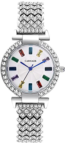 Avaner Armbanduhr Damen Uhr mit Runde Voll Diamant Gehäuse Armband Römische Ziffern Damenuhren Abnehmbares Band Analog Quarzuhr für Damen Frauen