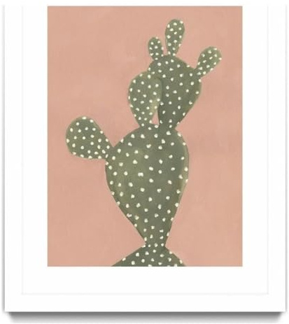 Giant Art 24x32 Coral Cacti II Matted and Framed in Multi-Color