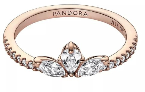 Pandora Timeless Herbarium cluster 14k rose gold-plated ring with clear cubic zirconia, 60