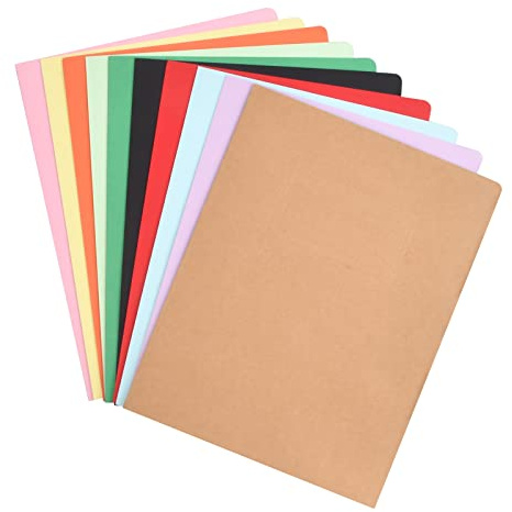 10 carpetas de presentación de cartón, 10 colores, juego de carpetas de documentos, 310 x 220 mm, con ranura para tarjetas de visita, carpeta de papel kraft A4 para escuela, oficina, negocios, casa