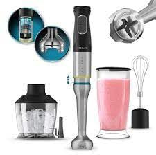 Cecotec Katana TotalDestroy 1500 XL Cream&Crush DK Mixeur plongeant, 1500 W, 21 vitesses et Turbo, 4 lames en titane noir, pare-éclaboussures, pied extra-long, kit d'accessoires, verre de 800 ml.