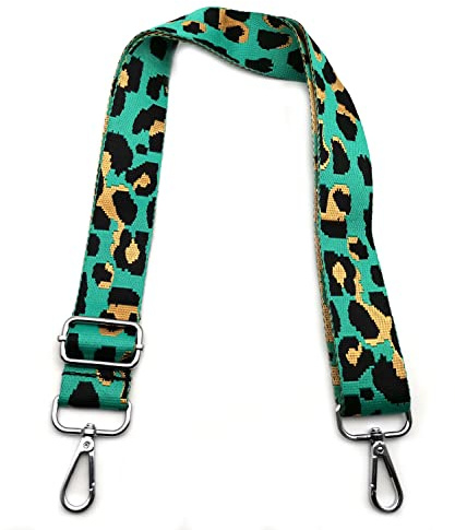 Taschengurte zum Wechseln, Taschengurt Smaragdgrüner Leopard, Verstellbarer Schultergurt für Tasche mit Karabiner Silber, Schulterriemen 3.8cm Umhängegurt für Taschen für Damen DIY Taschen, #6