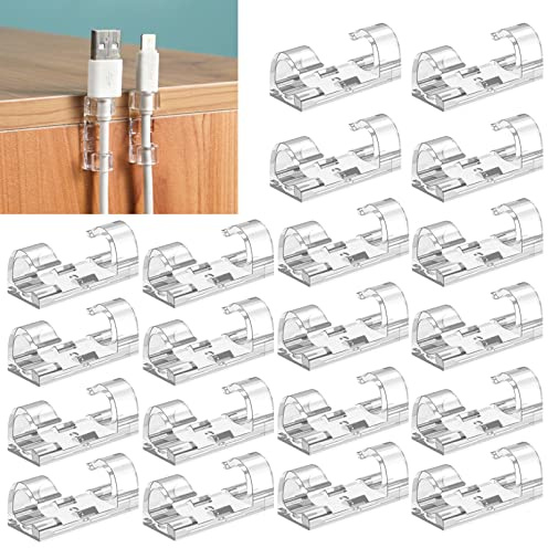 20pcs Cable Clips with Strong Self-Adhesive,Strong Cable Clips Self Adhesive Cable Organisers,Cable Management, Electric Wire Organiser,Plastic Cable Organiser Clip for Securing Cables(Transparent) | Cable Clips with Strong Self-Adhesive,Electric Wire Organiser,Plastic Cable Organiser Clip for Securing Cables(Transparent)