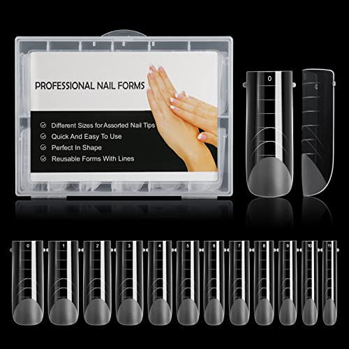 BNG 120 Stück Dual Nagelformen Profi Nagelverlängerung Flache Quadratische Nagel Formen Für Polymer Gel Nagel Verlängerung Schneller Aufbau, Vollständige Abdeckung Doppelformen-Set, Form M