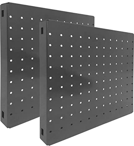 PROREGAL 2x Memoboard aus Stahl gelocht | HxBxT 30x30x3,5cm | Grau | Lochblech Wandtafel Trägersystem Magnettafel Lochblech