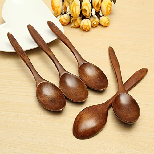 Lot de 5 ustensiles de cuisine en bois pour café, thé, crème glacée, soupe