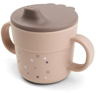 Done by Deer Foodie Learning Cup Happy Dots Pink, 2-in-1 Children's Cup with Handle and Drinking Cup with Lid, Sippy Cup: 100% PP, Sealing Ring: 100% Silicone, All Parts in Food Grade