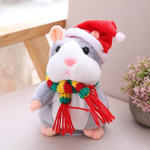 Duqulle Talking Hamster Plush Toys For Kids,Repeats What You Say Plush Animal Toy, Electronic Hamster With Santa Hat,Interactive Recording Toy,Christmas Bag Fillers For Kids
