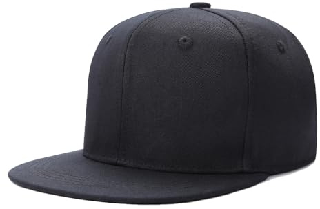 Casquette Snapback personnalisée pour hommes - Concevez votre propre logo et texte brodé - Visière plate - Casquette de baseball ajustable classique, Noir , M-3XL