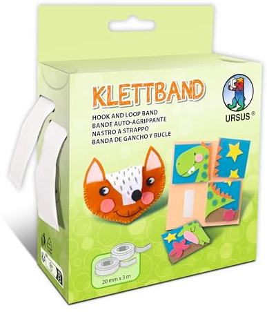 Ursus 44080000 - Klettband, Selbstklebender Klettverschluss, Weiß, 20 mm breit, 3 m auf Rolle